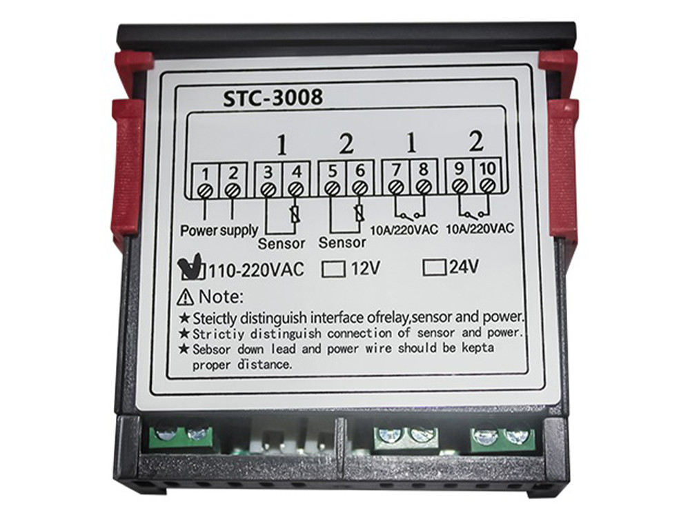 Подвійний регулятор температури STC-3008 двоканальний термостат 220В Термореле Терморегулятор цифровий. фото 2