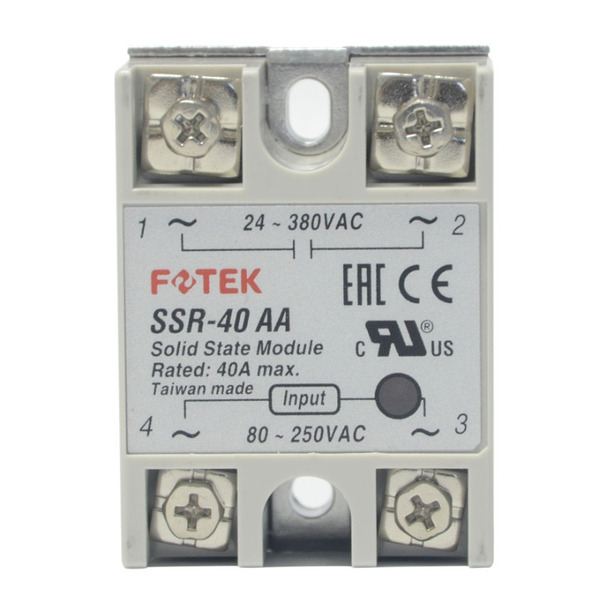 Однофазное твердотельное реле Fotek (ОРИГИНАЛ) SSR-40AA тип AC-AC, Imax 40А 24-380В переменного тока