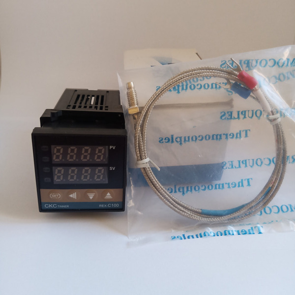 ПИД Контроллер температуры -50..+999°C(PID Термоконтроллер) REX-C100-FK02-V*DA +термопара K 1м/ Терморегулятор
