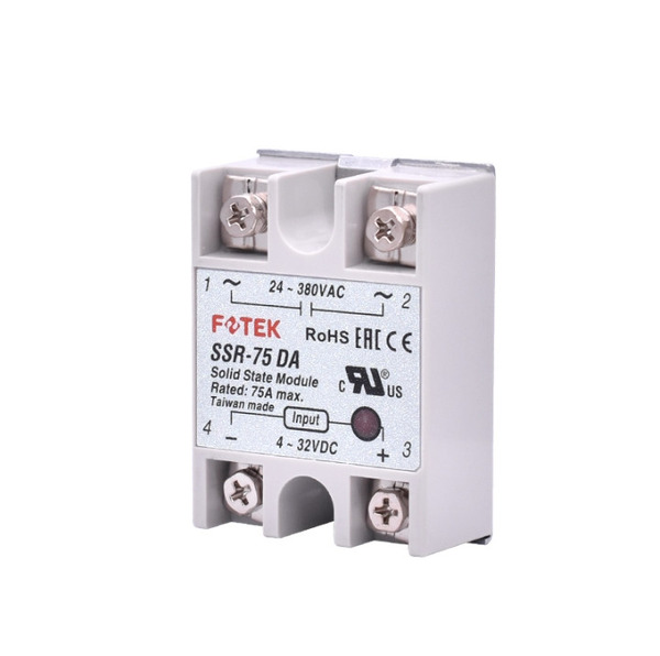 Однофазное твердотельное реле Fotek (ОРИГИНАЛ) SSR-75DA тип DC-AC, Imax 75А 24-380В переменного тока